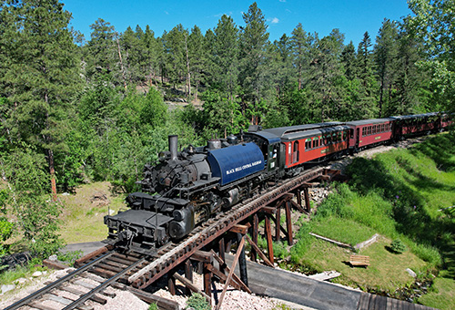 Train on canyon bridge